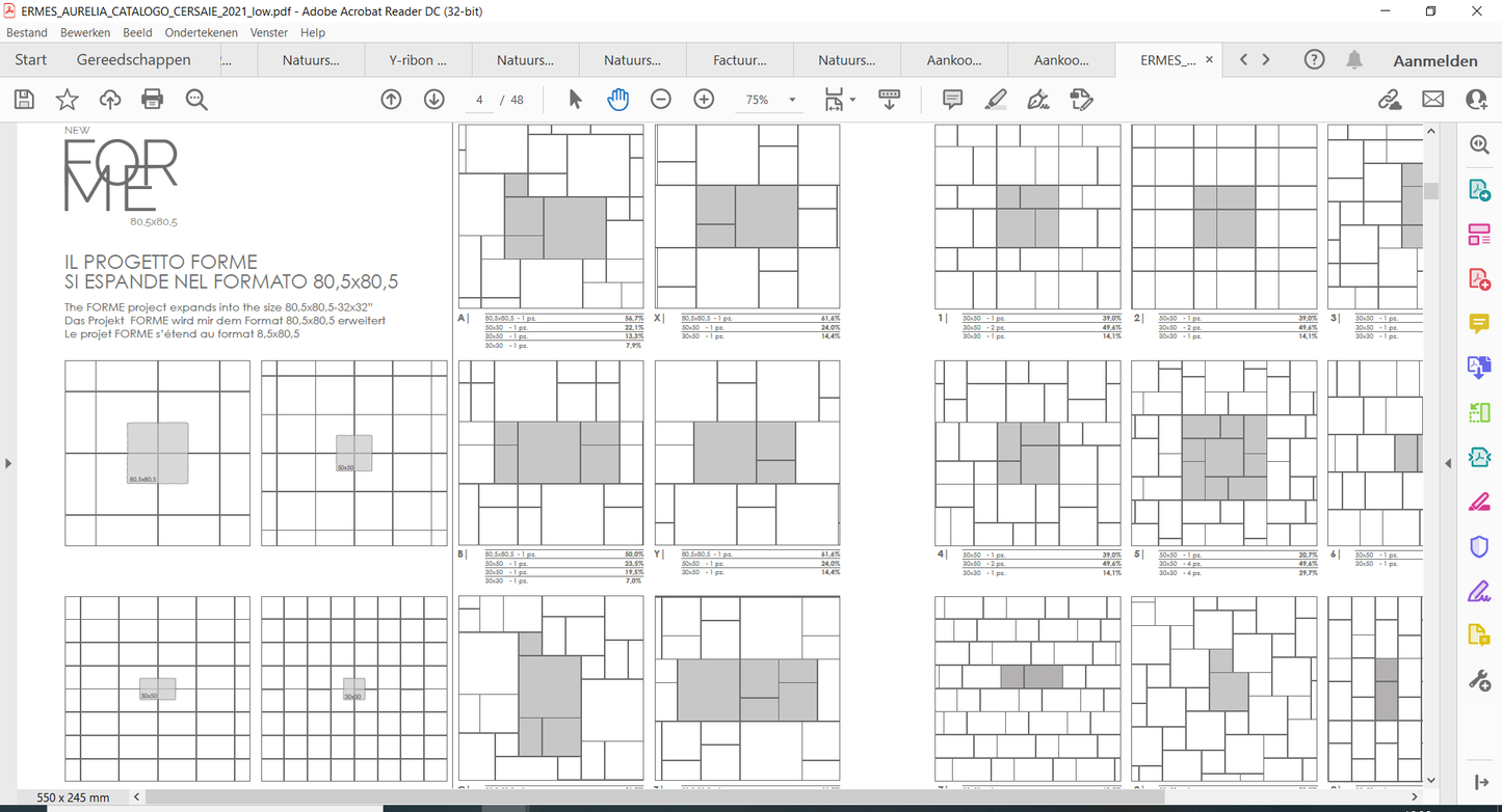 Pierre Bleu Noir merk ermes 800x800x9mm verouderd met gewelfde kanten