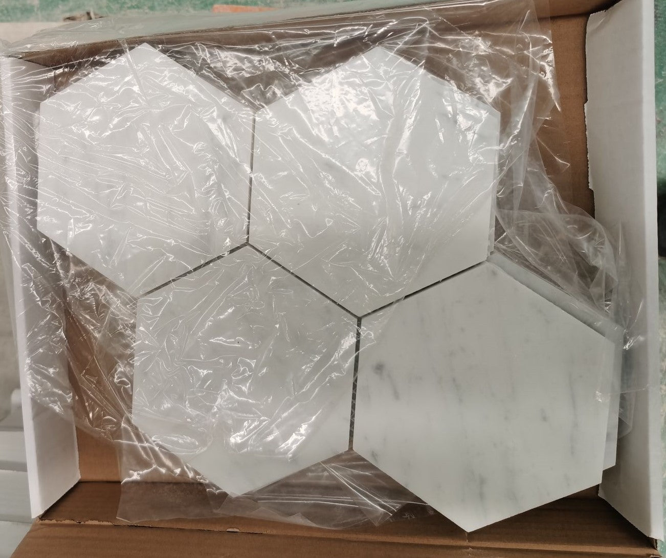 Mozaiék Marmer Hexagon Bianco Carrara Chiaro 150x150x10 gezoet