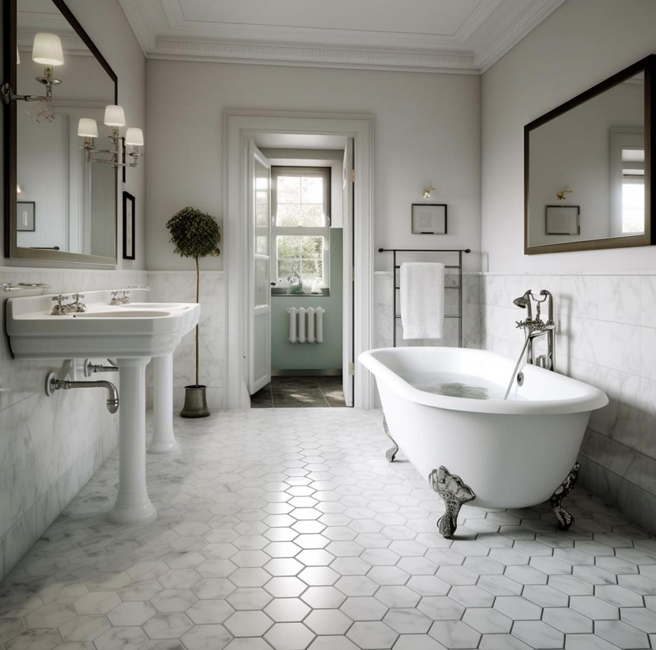 Mozaiék Marmer Hexagon Bianco Carrara Chiaro 150x150x10 gezoet