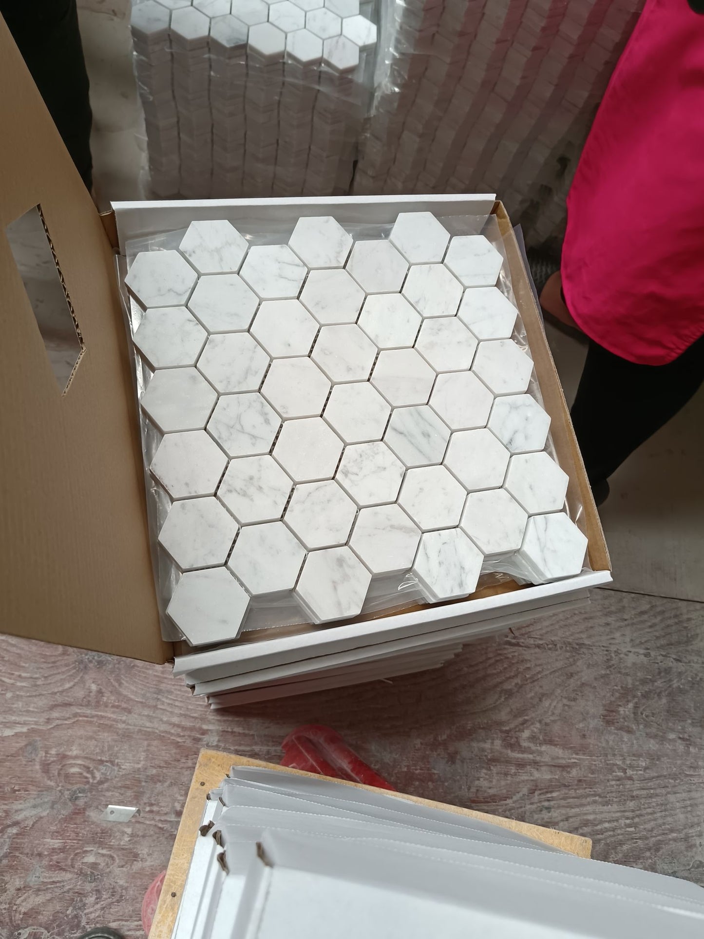 Bianca Carrara Hexagon Marmer Mozaïek