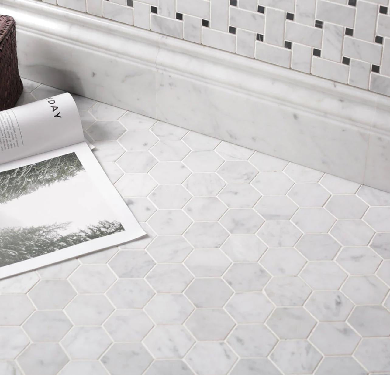 Bianca Carrara Hexagon Marmer Mozaïek