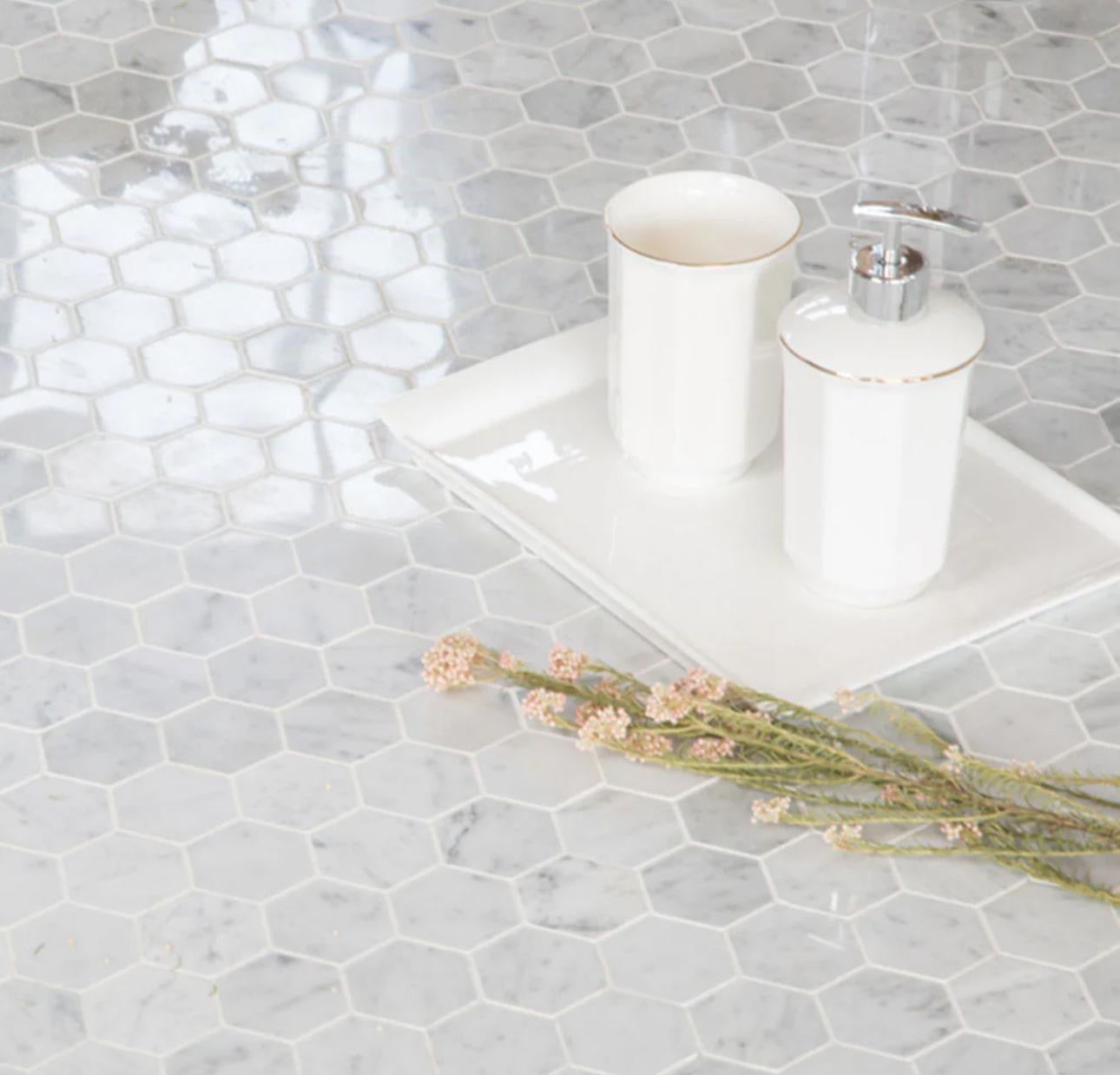 Bianca Carrara Hexagon Marmer Mozaïek