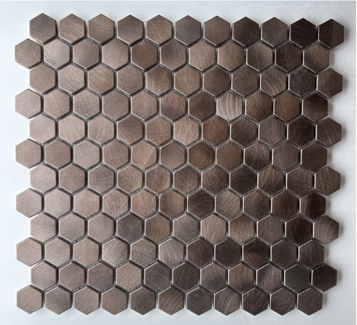 art 734 Reflections Hexagon Bronze 23mm op matje 300x300x8mm prijs per stuk