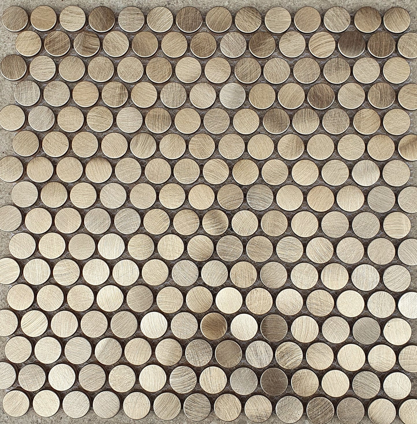 Mozaiëk Refelections Penny Round Gold 19mm op matje 300x300x8mm