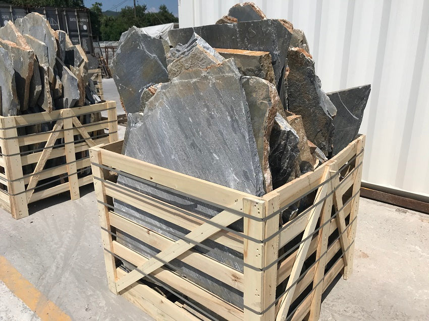 Flagstones Kavalas Bleu 30-50mm verkoop per volle krat inhoud 15M2