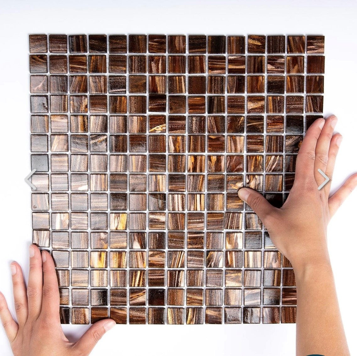 art 714 Glas Mozaiëk Amsterdam Brown-Gold 10mm op matje 300x300x4mm