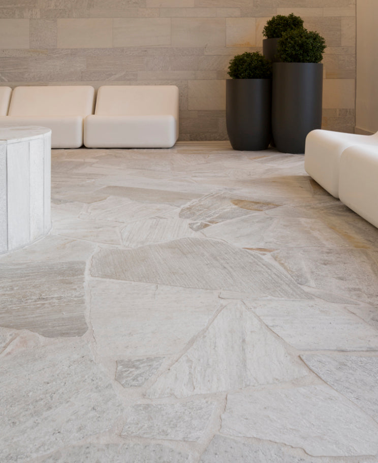 Flagstones Brasil White 25-40mm verkoop per krat inhoud 20M2