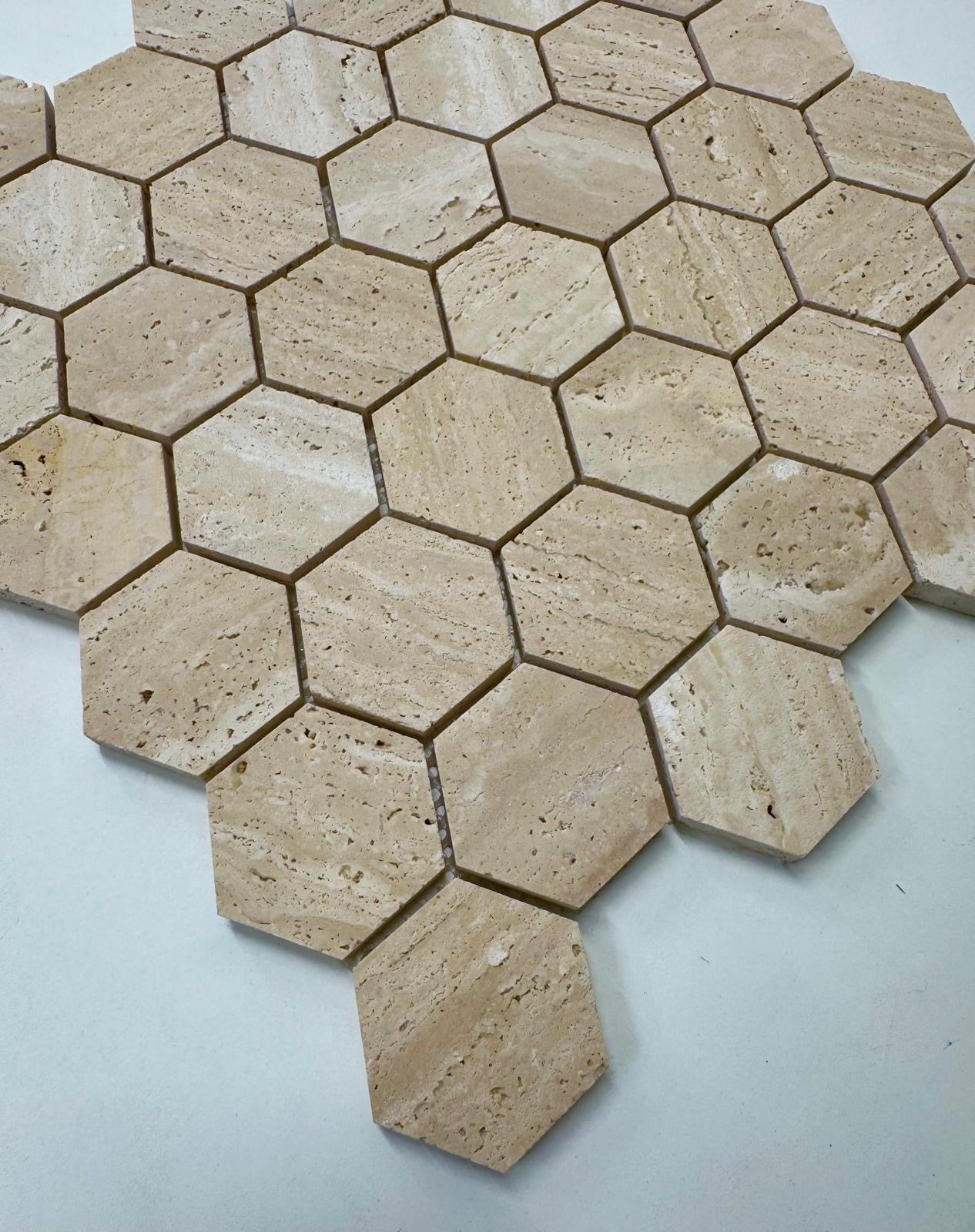 Travertin Hexagon Marmer Mozaïek 48x48mm