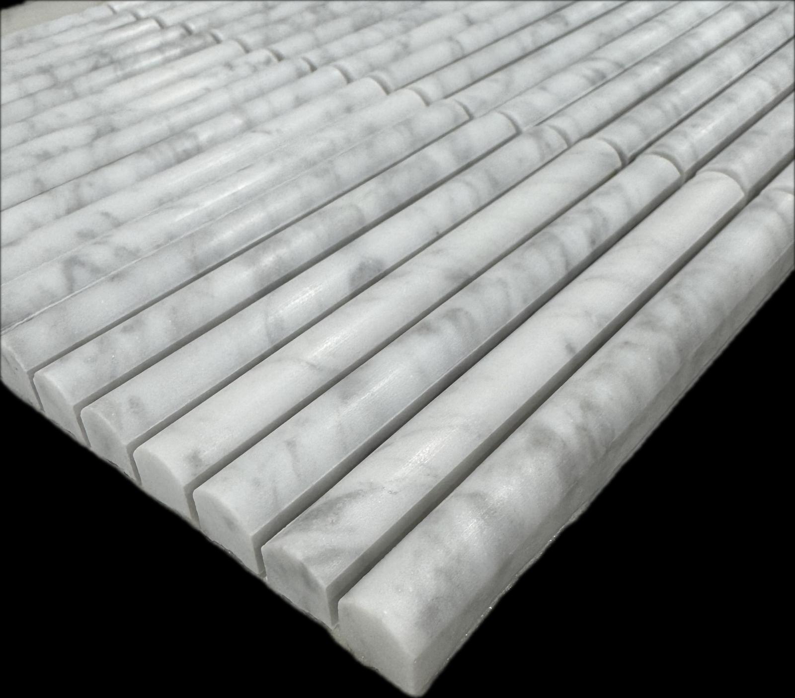 art 701 Kit Kat  Bull Nose Bianco Carrara Mozaïek 151x30x15mm gezoet