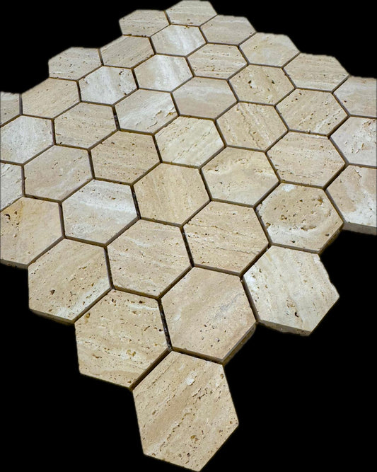 Travertin Hexagon Marmer Mozaïek 48x48mm