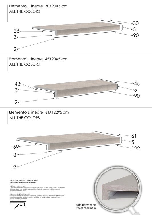 Zwembadrand Keramisch Dolomia Almond 894x450x20-60mm