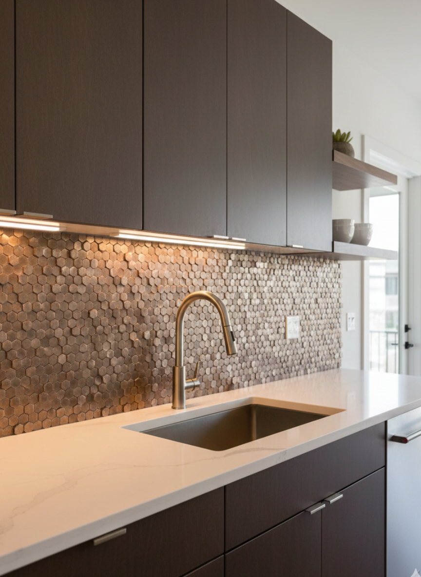 art 725 Colonial L Antic Hexagon Bronze 10mm  3D 4-8mm op matje 300x300