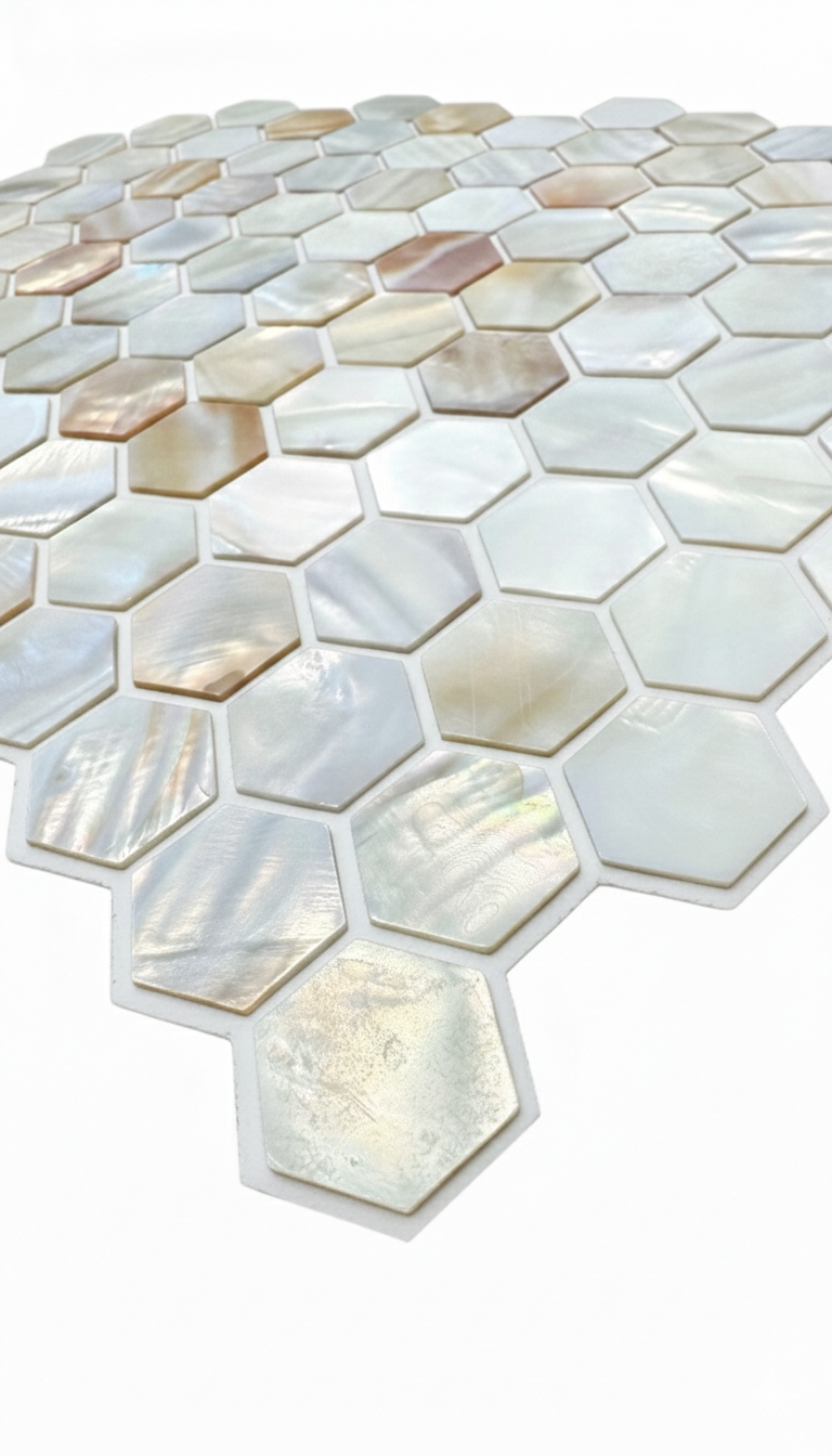 art 723 Oyster Pearl Yellow Hexagon Yellow 25mm