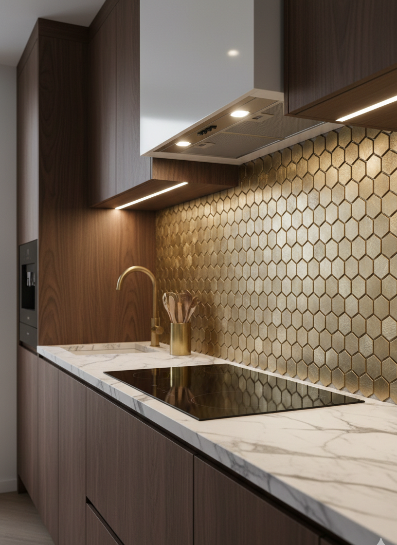 Art  736 Reflections  Hexagon gold 23mm op matje 300x300x8mm prijs per stuk