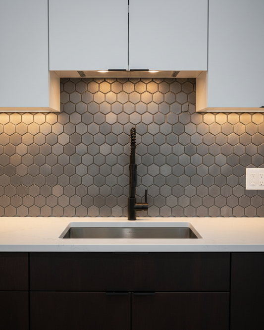 art 730 Reflections Gun Metal Hexagon 23mm op matje 300x300x8mm