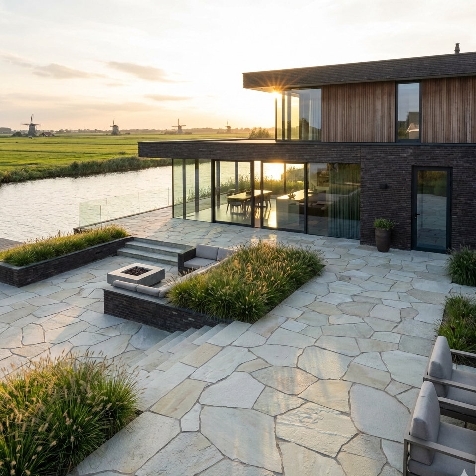 Flagstones  Brasil White Dikformaat  XL 25-40mm verkoop per krat inhoud 22M2