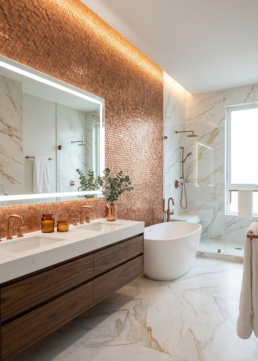 A 727 Colonial L Antic Hexagon Gravity  10mm Copper 3D op matje 300x300x4-8mm