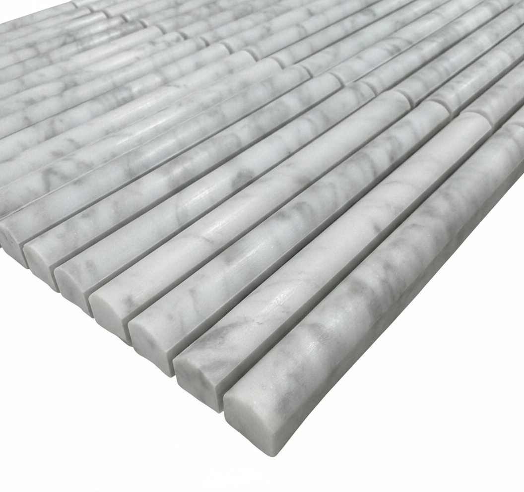 art 701 Kit Kat  Bull Nose Bianco Carrara Mozaïek 151x30x15mm gezoet