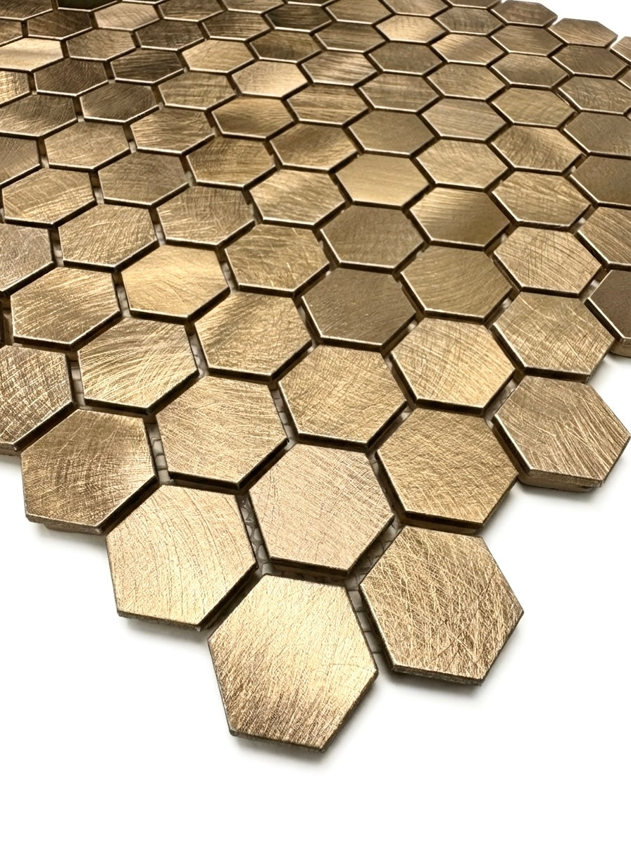 Art  736 Reflections  Hexagon gold 23mm op matje 300x300x8mm prijs per stuk
