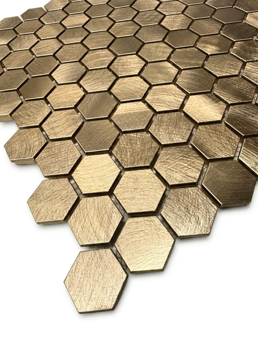 Art  736 Reflections  Hexagon gold 23mm op matje 300x300x8mm prijs per stuk