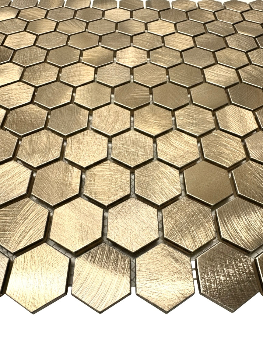 Art  736 Reflections  Hexagon gold 23mm op matje 300x300x8mm prijs per stuk