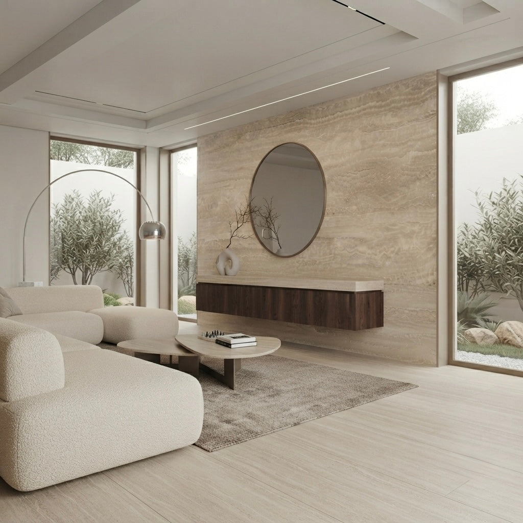 Marmerlook Travertin Veincut Beige merk Nexion 1198x598x9mm honed