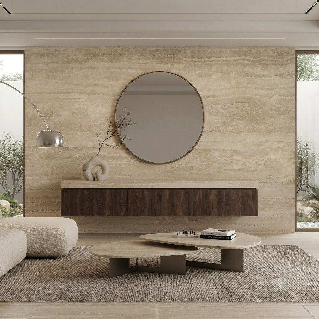 Marmerlook Travertin Veincut Beige merk Nexion 1198x598x9mm honed