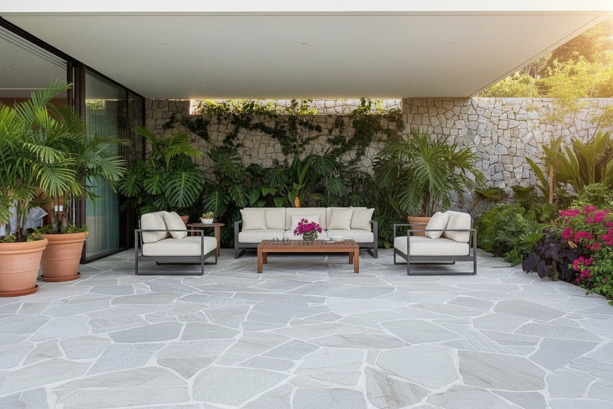 Flagstones  Brasil White Dikformaat  XL 25-40mm verkoop per krat inhoud 22M2
