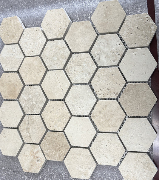 Travertin Hexagon Marmer Mozaïek