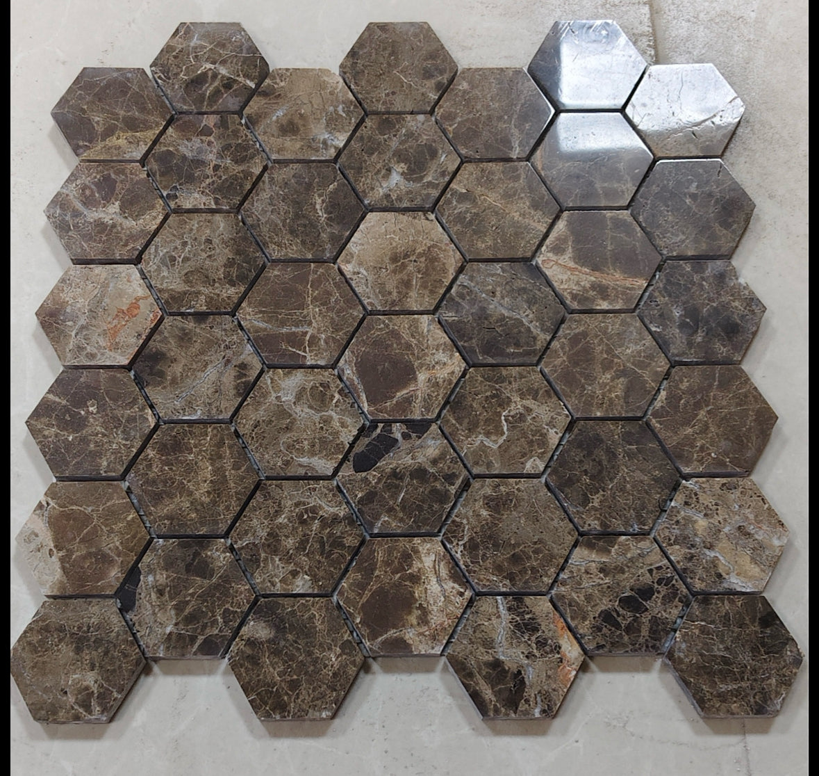 Marron Emperador Hexagon | Marmer Mozaïek