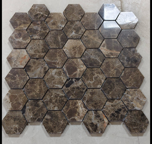 Marron Emperador Hexagon Marmer Mozaïek 48x48mm