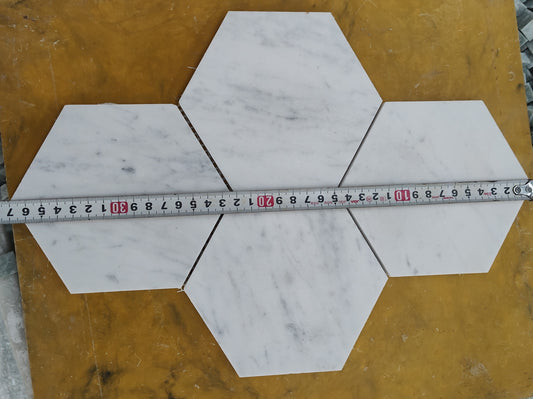 Marmer Hexagon Bianca Carrara 150mm  honed