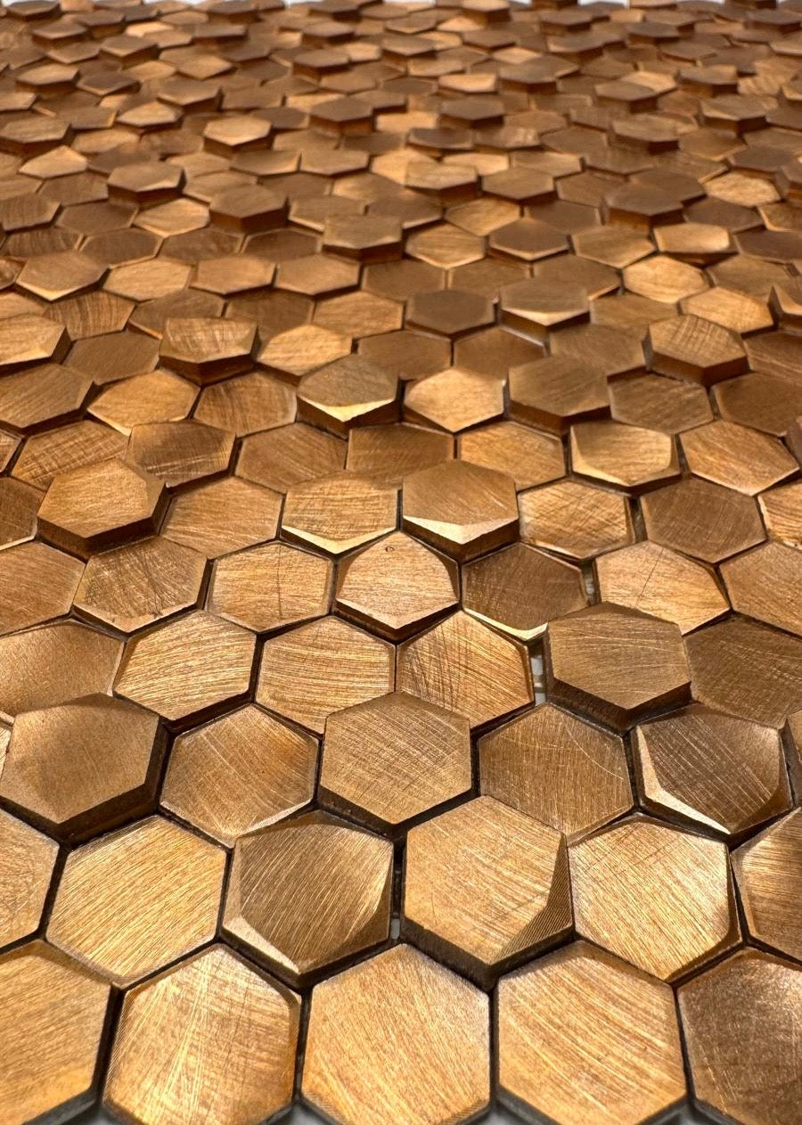 A 727 Colonial L Antic Hexagon Gravity  10mm Copper 3D op matje 300x300x4-8mm