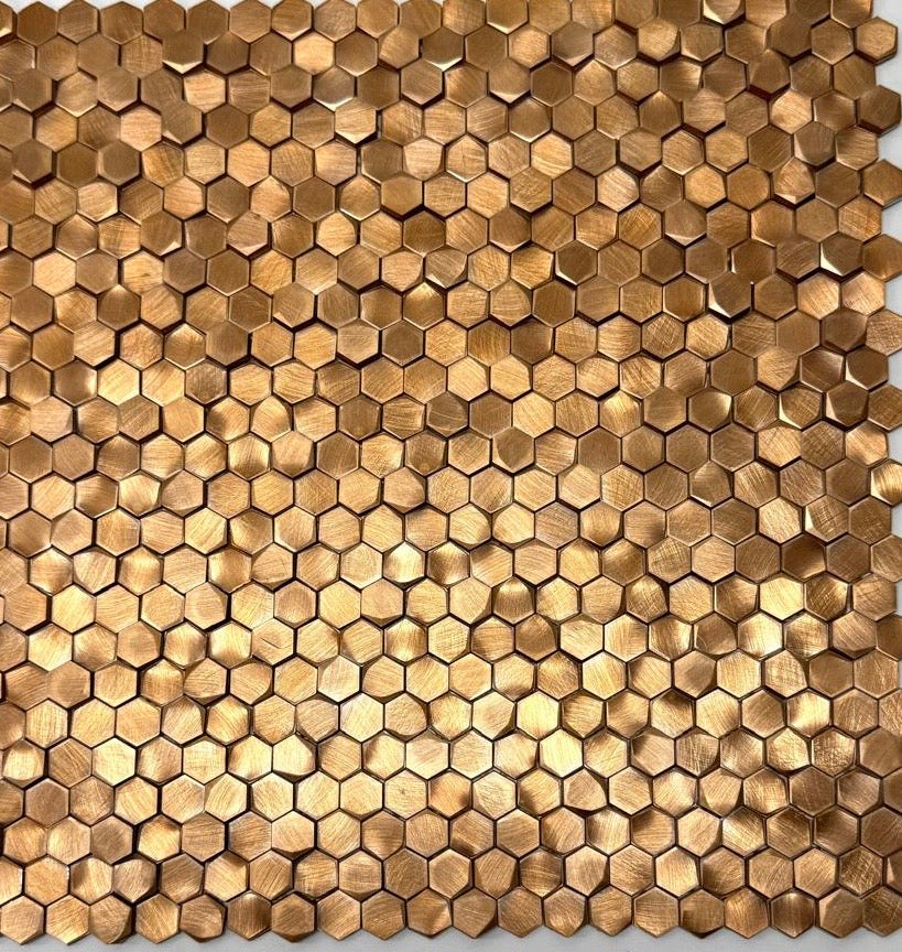 A 727 Colonial L Antic Hexagon Gravity  10mm Copper 3D op matje 300x300x4-8mm