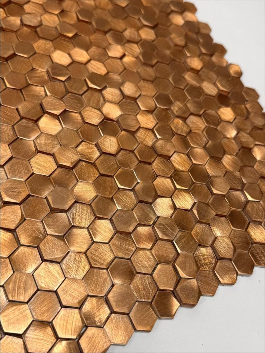 A 727 Colonial L Antic Hexagon Gravity  10mm Copper 3D op matje 300x300x4-8mm