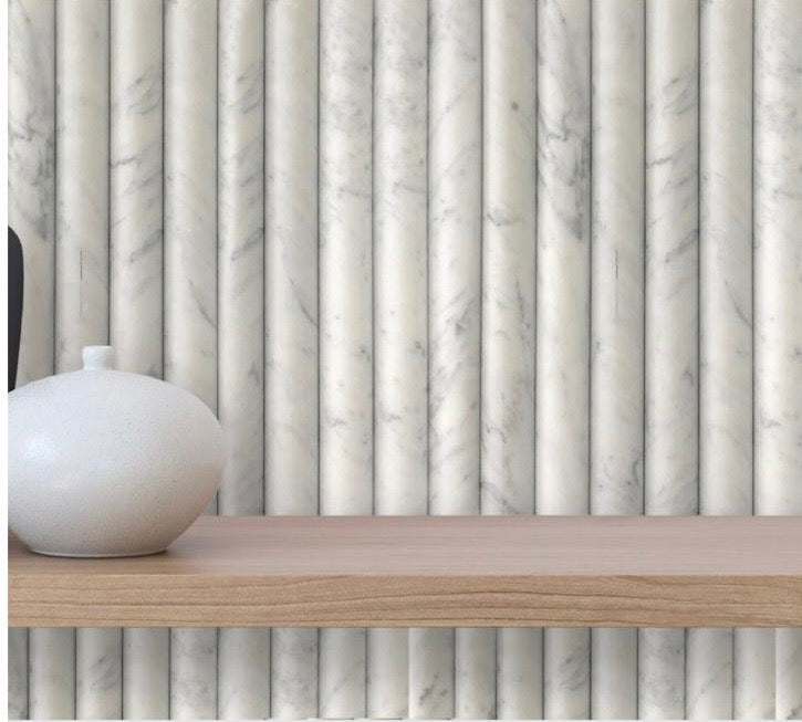 art 701 Kit Kat  Bull Nose Bianco Carrara Mozaïek 151x30x15mm gezoet