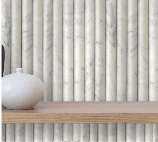 art 701 Kit Kat  Bull Nose Bianco Carrara Mozaïek 151x30x15mm gezoet