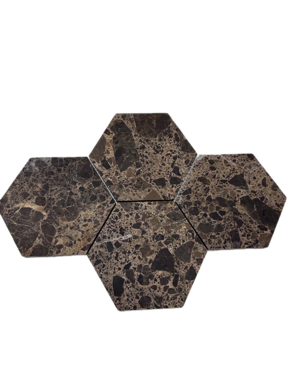 art 710 Marmer  Marron Emperador Hexagon 150MM op matje 300x300xx10mm mat