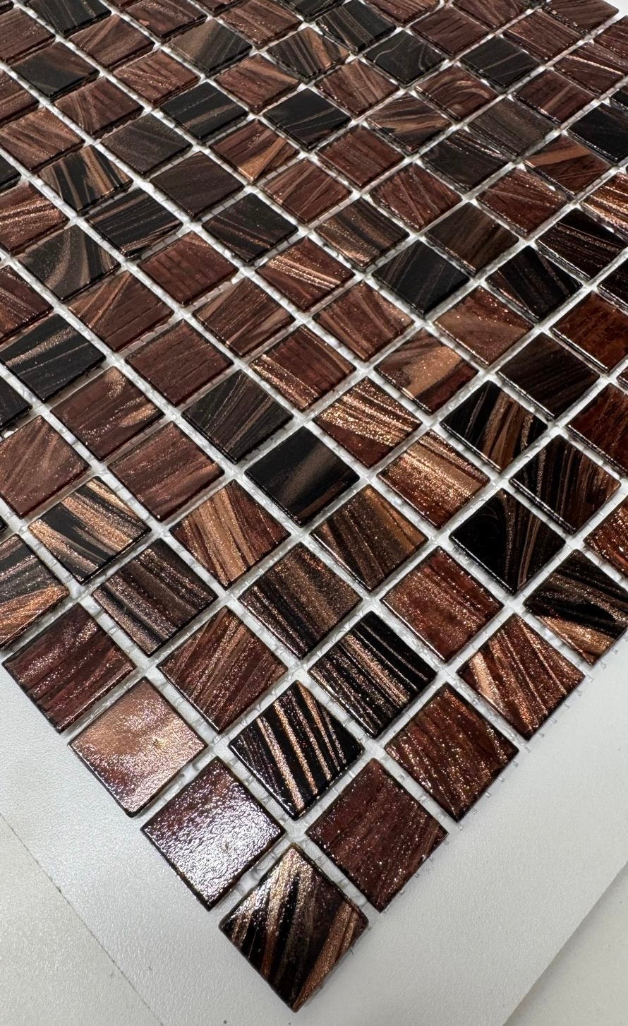 art 714 Glas Mozaiëk  Amsterdam  Brown-Gold 10mm op matje 300x300x4mm