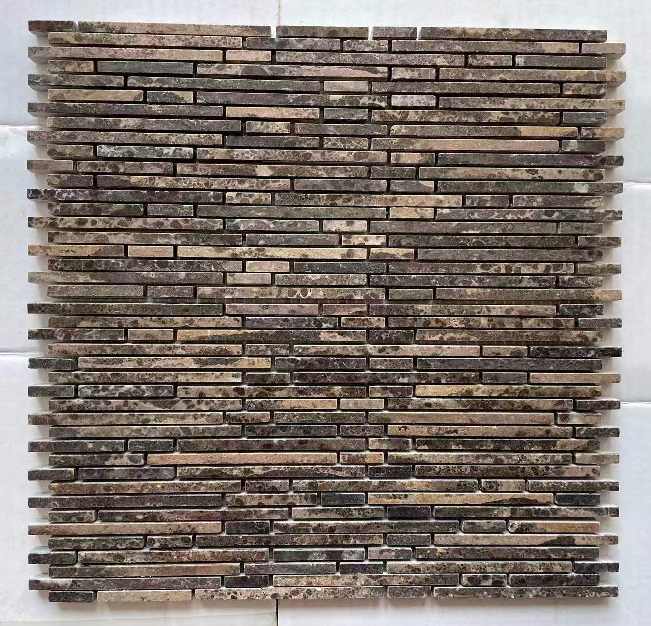 art 717 Mozaiëk Marmer Marron Emperador strips 5mm