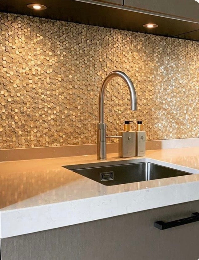art 727  Colonial L Antic Gravity 3D Mozaiëk Hexagon Gold 10mm zonder voeg
