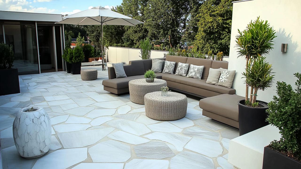 Flagstones  Brasil White Dikformaat  XL 25-40mm verkoop per krat inhoud 22M2