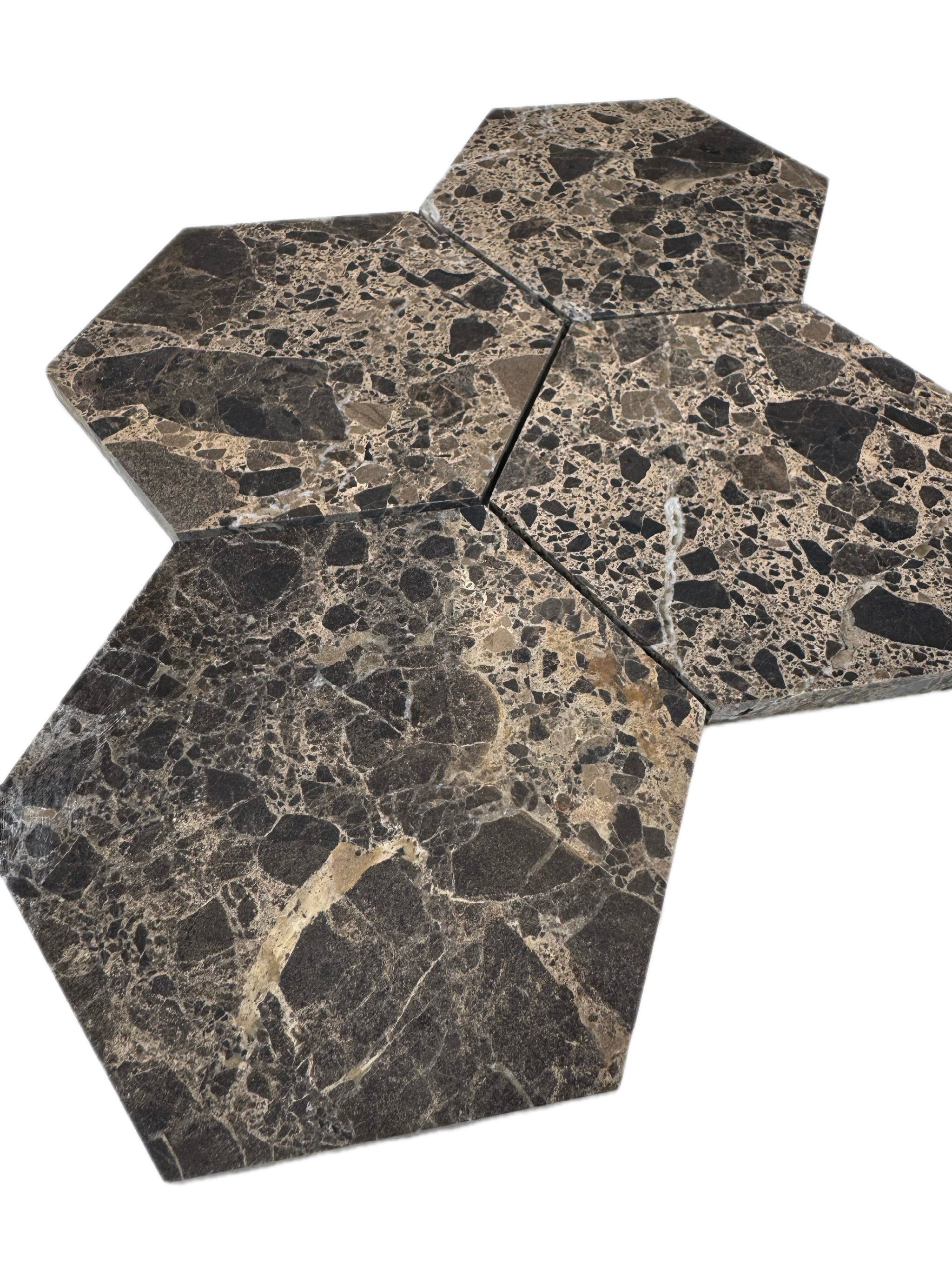 art 710 Marmer  Marron Emperador Hexagon 150MM op matje 300x300xx10mm mat