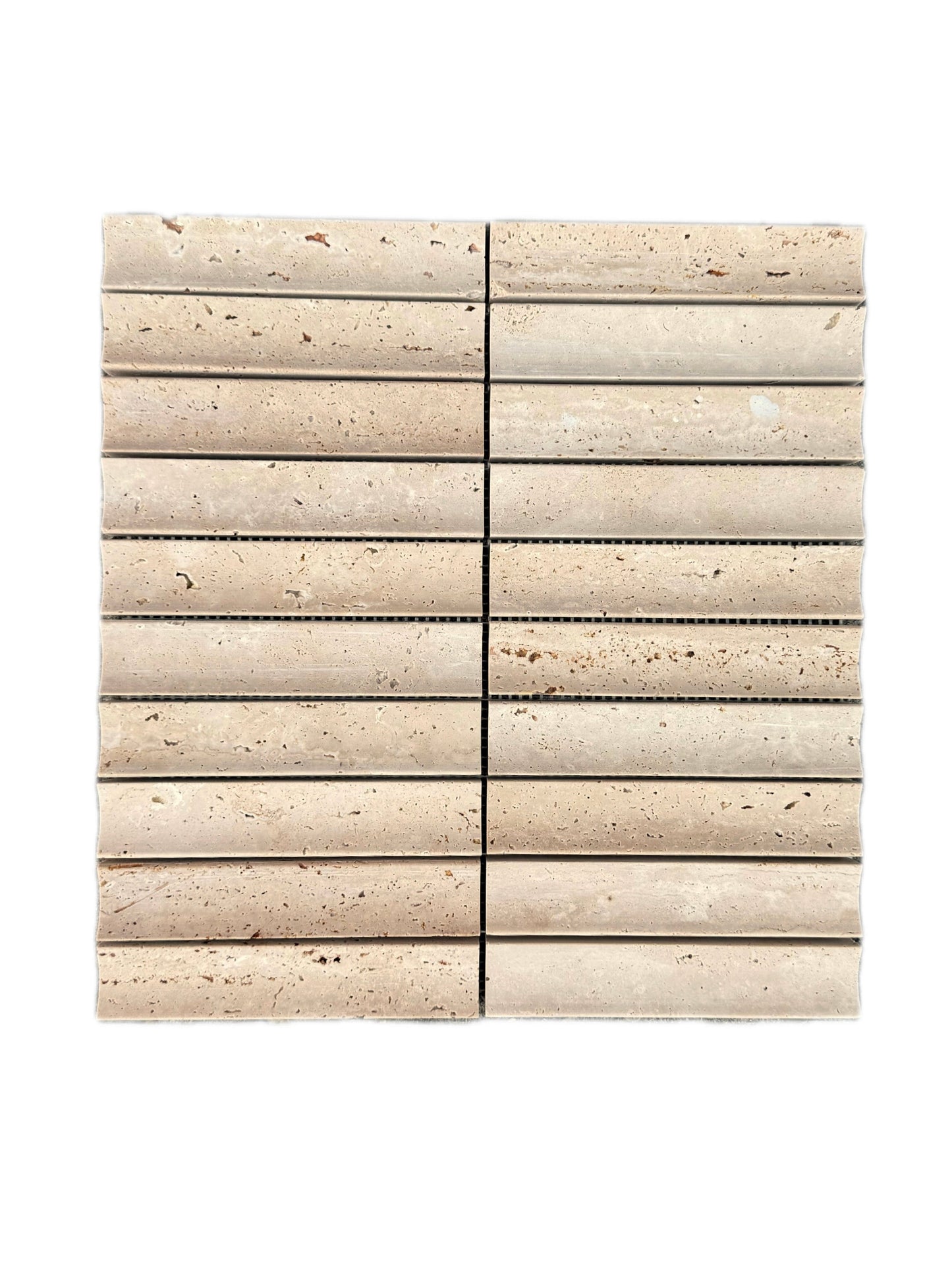 art 706 Kit Kat Conclave Travertin Mozaïek 151x30x15mm op matje 300x300x15mm