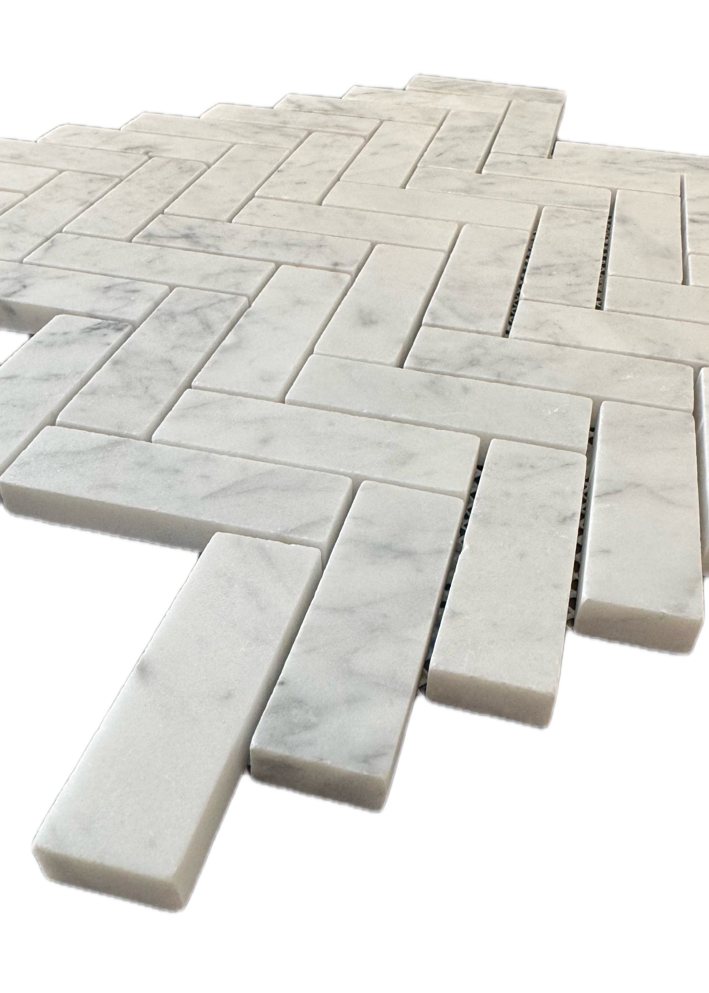 art 718 Marmer Heringbone Bianca Carrara C 75x23x10mm op matje