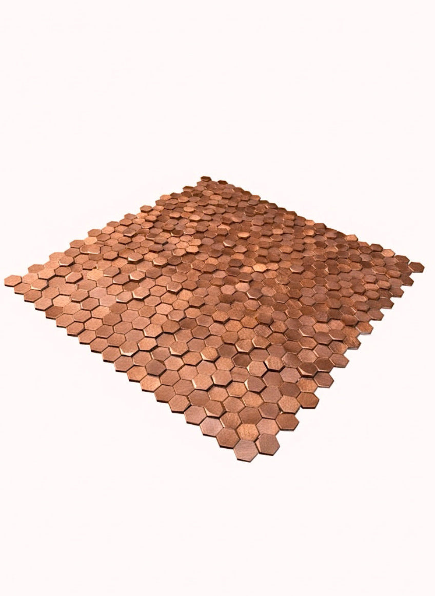 A 727 Colonial L Antic Hexagon Gravity  10mm Copper 3D op matje 300x300x4-8mm