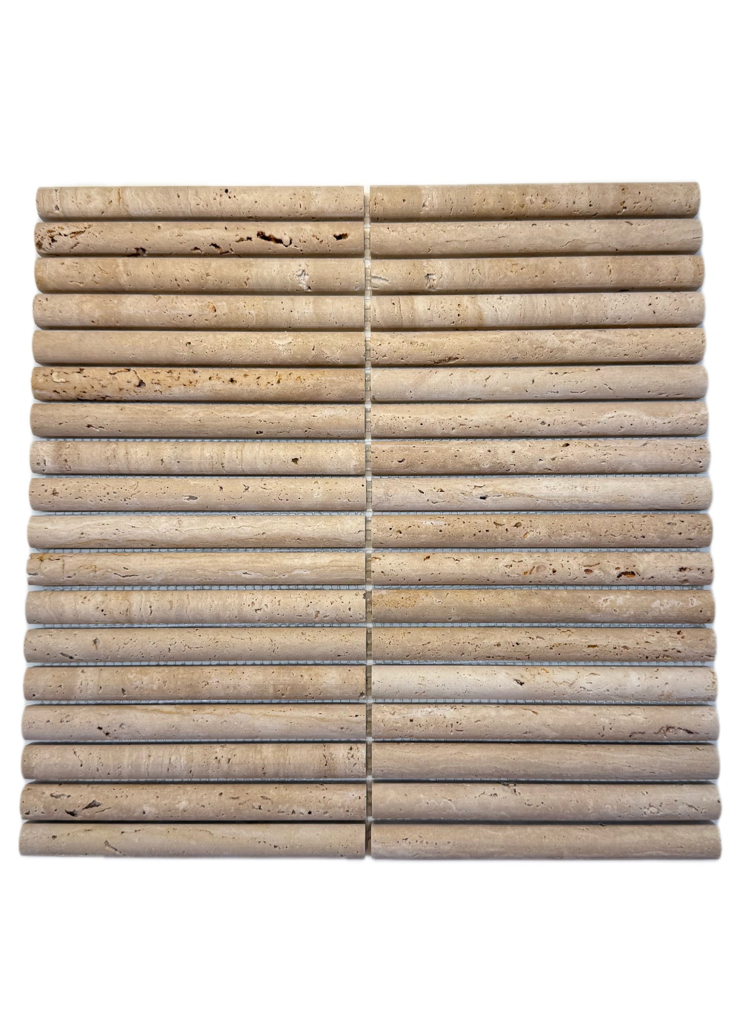 art 705 Kit Kat Bull Nose Travertin Mozaïek 151x30x15mm op matje 300x300x15mm