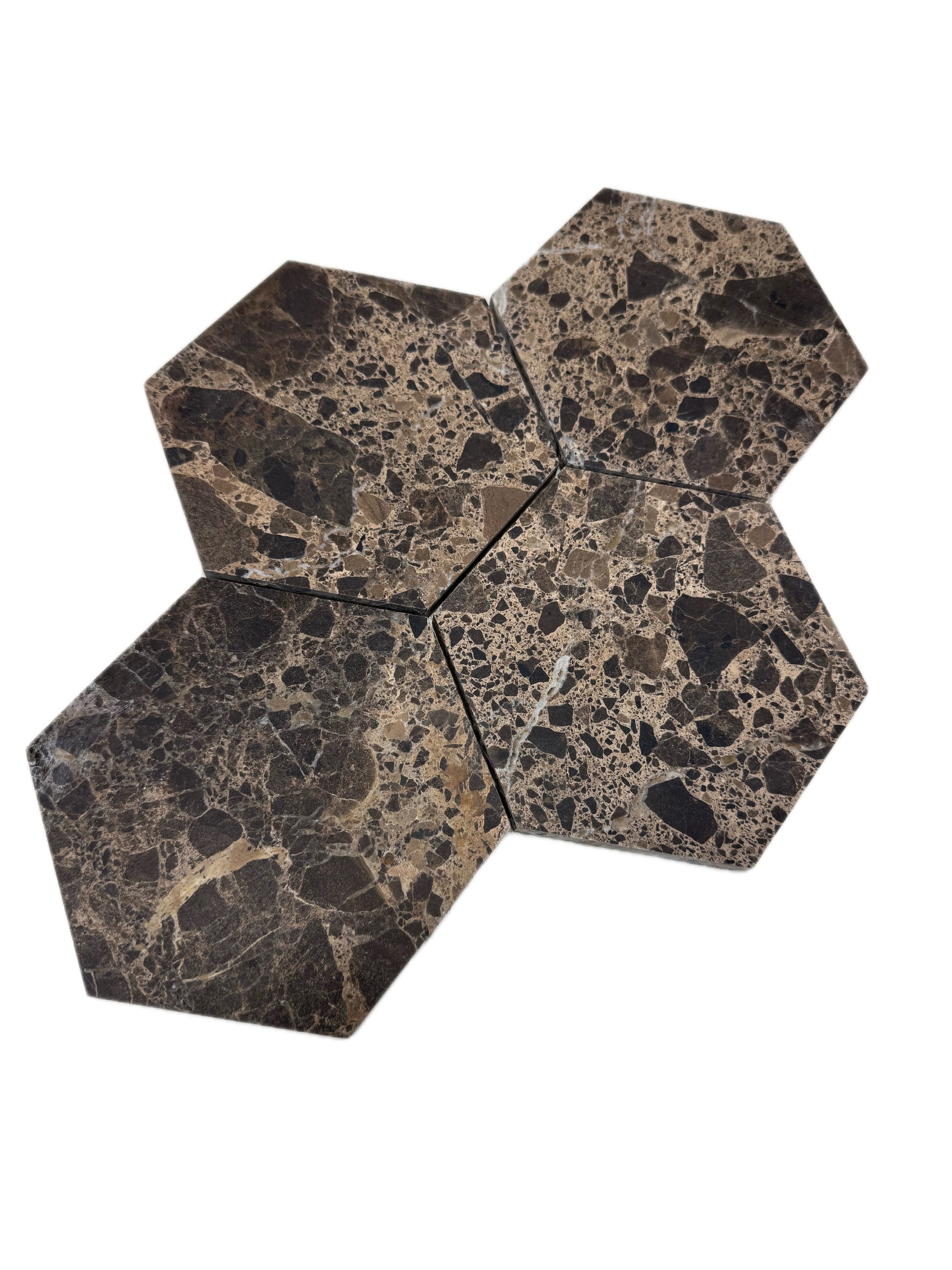 art 710 Marmer  Marron Emperador Hexagon 150MM op matje 300x300xx10mm mat