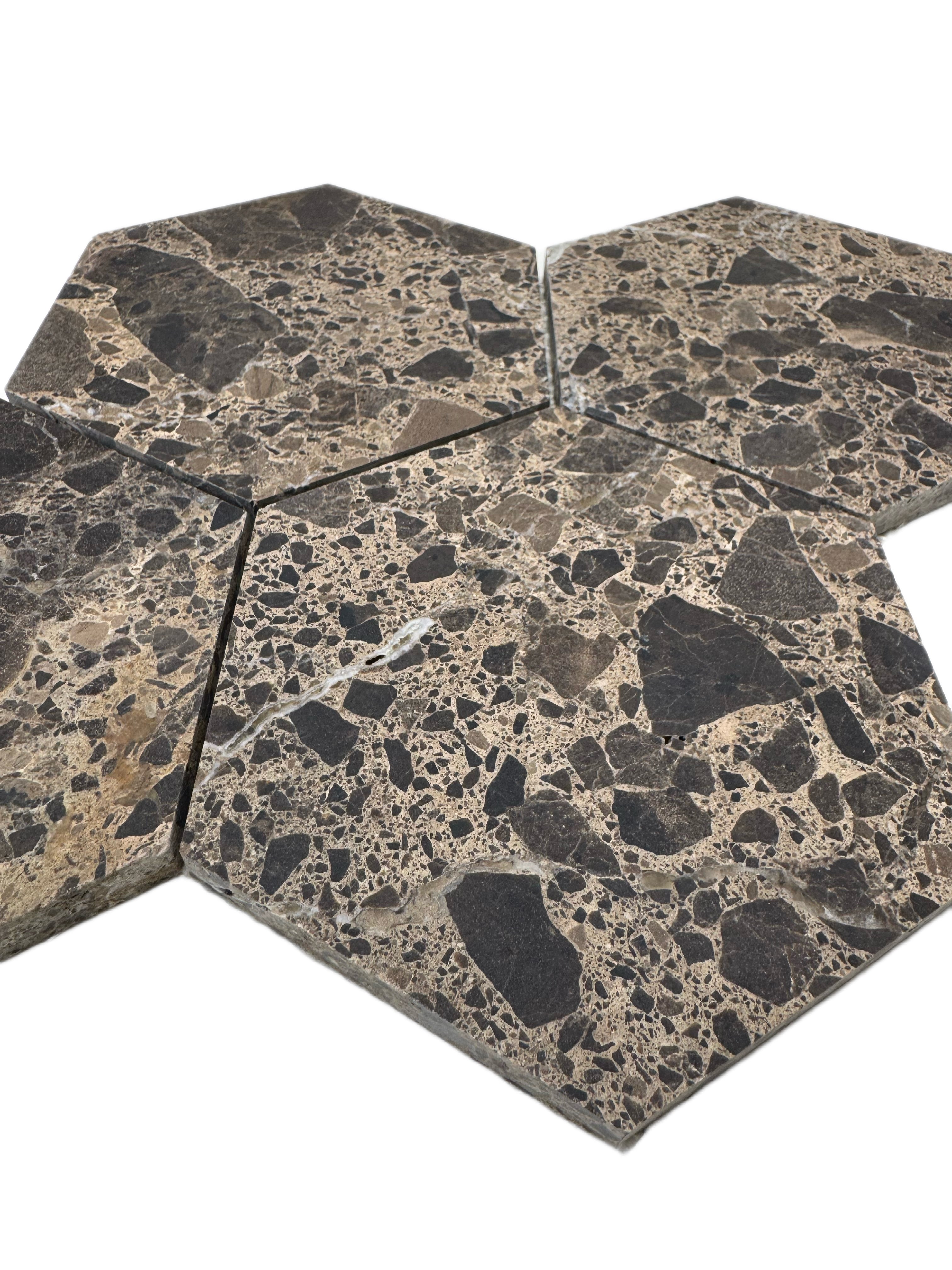 art 710 Marmer  Marron Emperador Hexagon 150MM op matje 300x300xx10mm mat