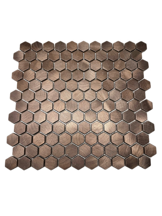 art 734 Reflections Hexagon Bronze 23mm op matje 300x300x8mm prijs per stuk